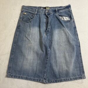 Southpole Men's Denim Jean Shorts 36 Faded Light Wash Baggy Y2K Skater